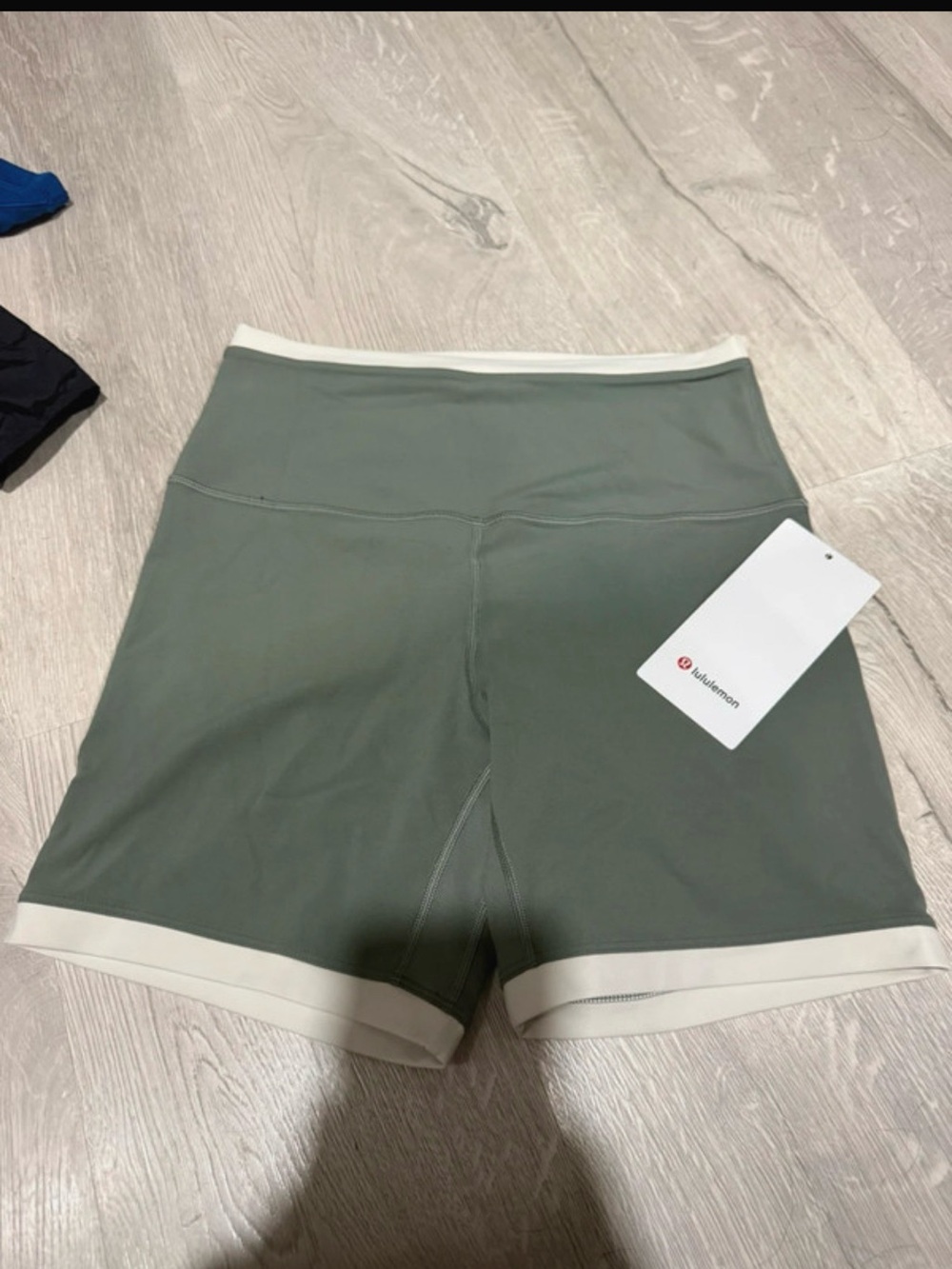 lululemon athletica Sage Green Bike Shorts with Cream Trim